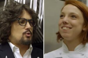 Alessandro Borghese che parla e Susanna che sorride