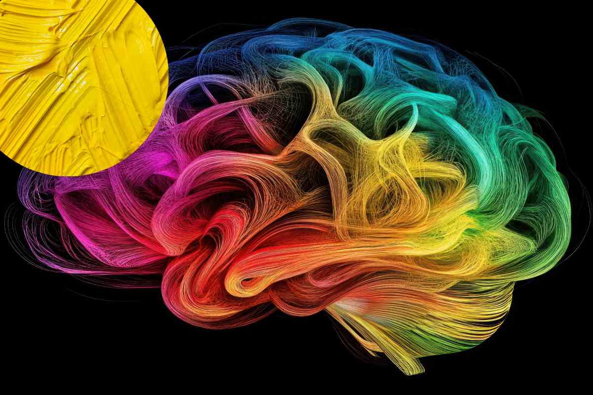 colori aggrovigliati formano una mente- colore giallo
