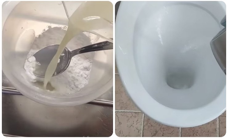 miscela con limone e bicarbonato, wc pulito 