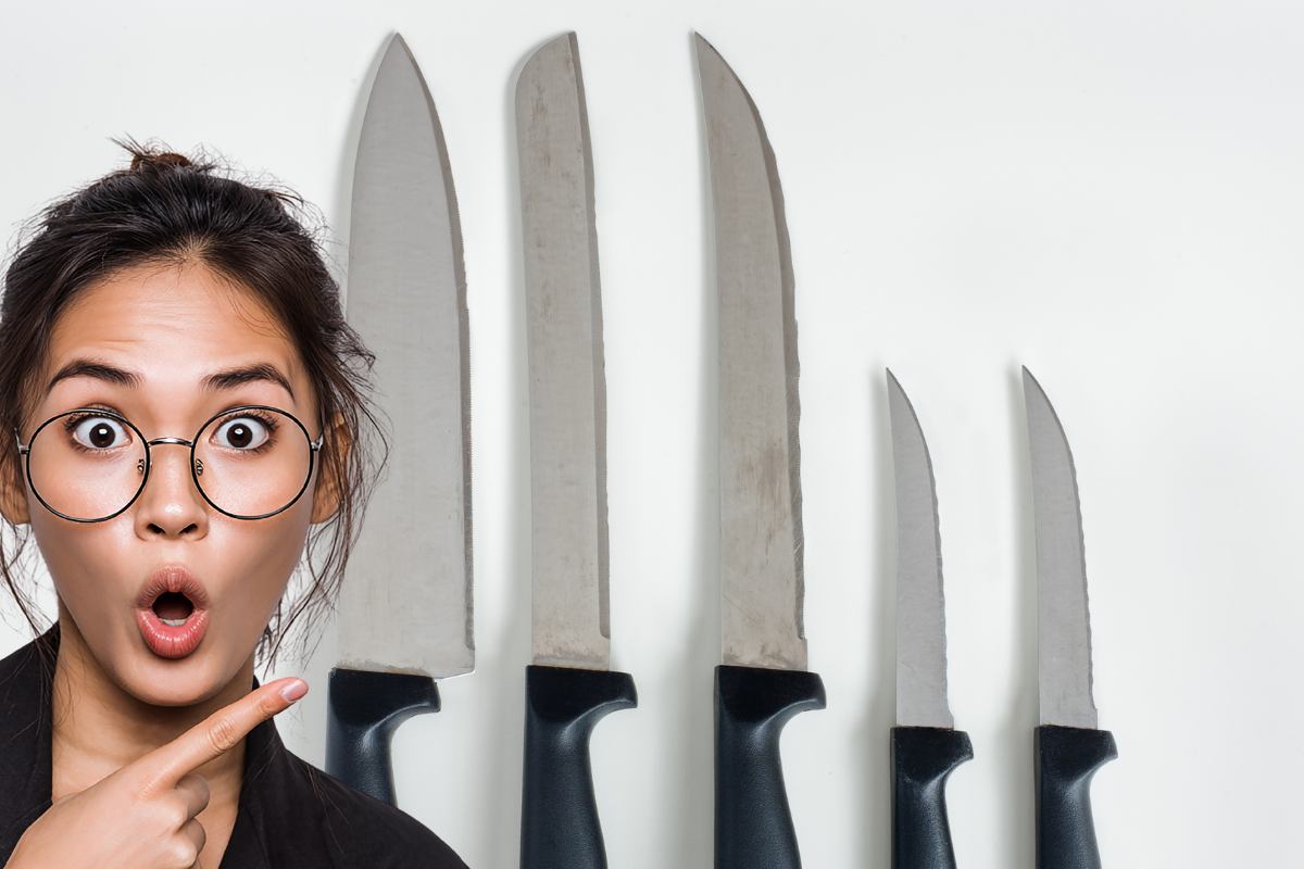 coltelli con ruggine, persona sorpresa