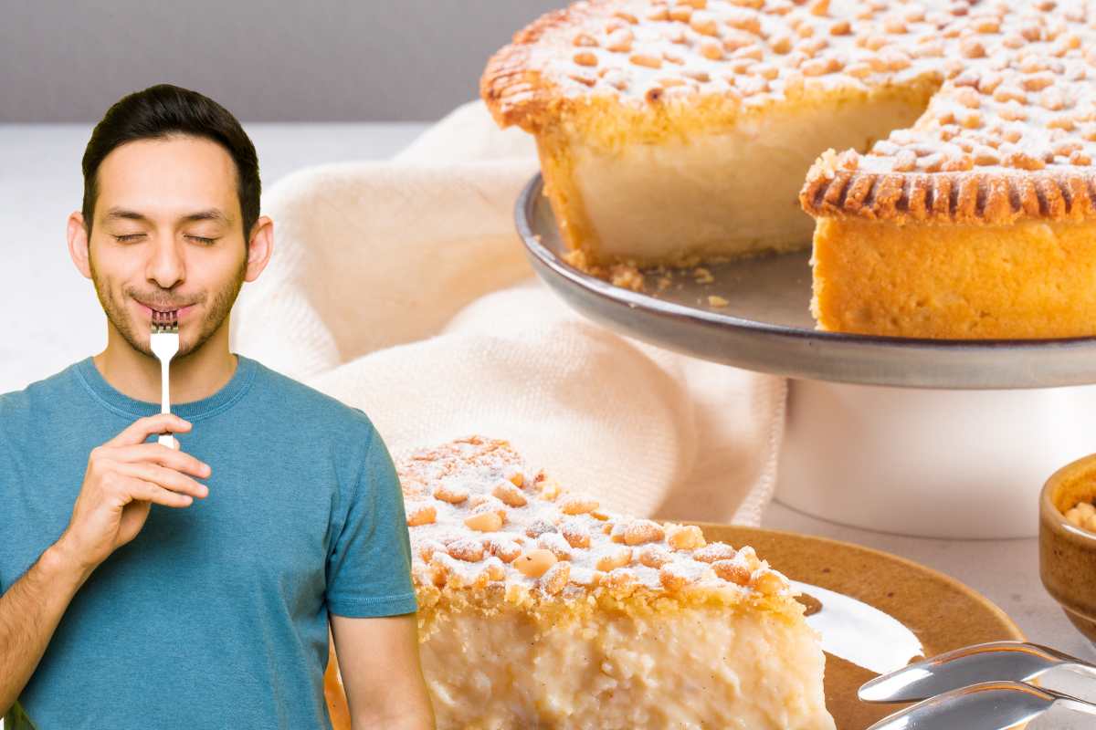 torta della nonna, persona che mangia