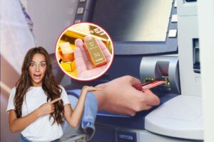 donna sorpresa, bancomat e lingotti d'oro