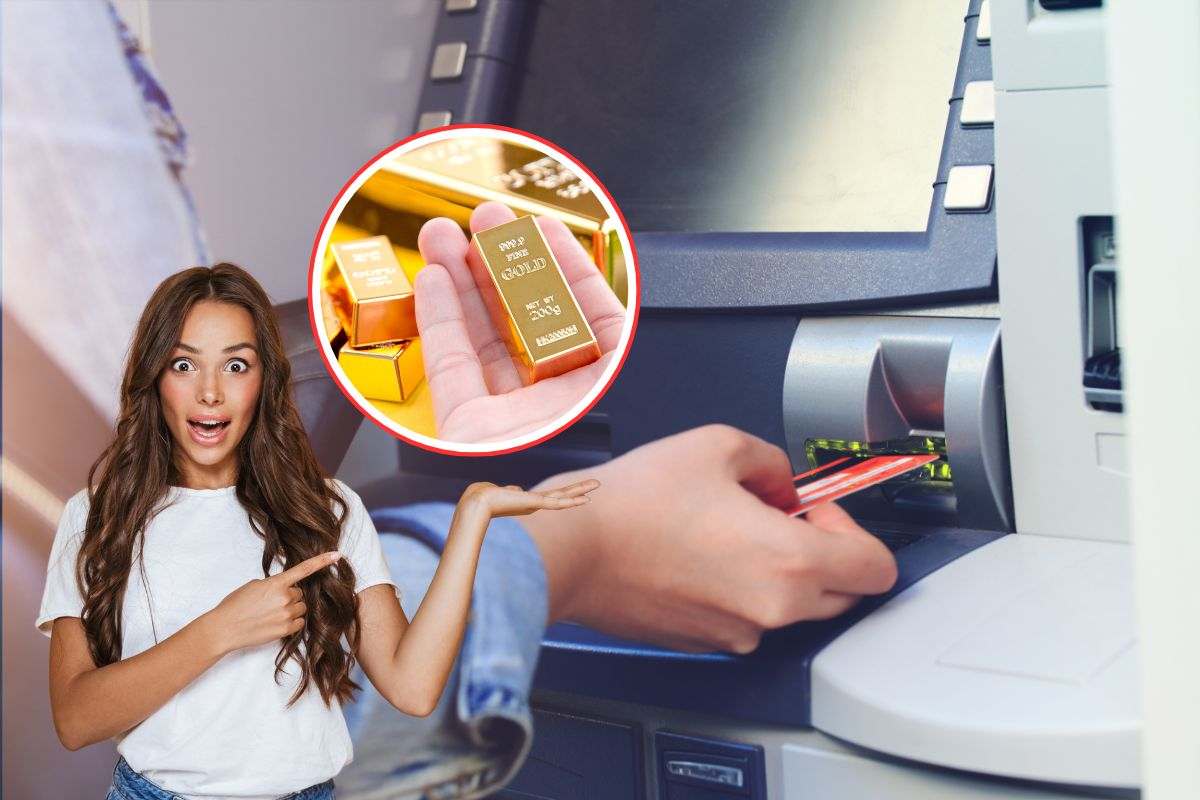 donna sorpresa, bancomat e lingotti d'oro