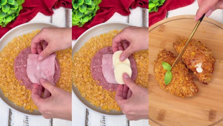 Preparazione dei cordon bleu con gli hamburger