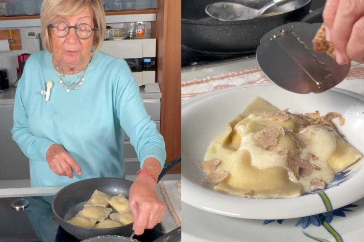 Anna Moroni e piatto di ravioli