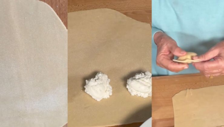 Collage della preparazione dei ravioli