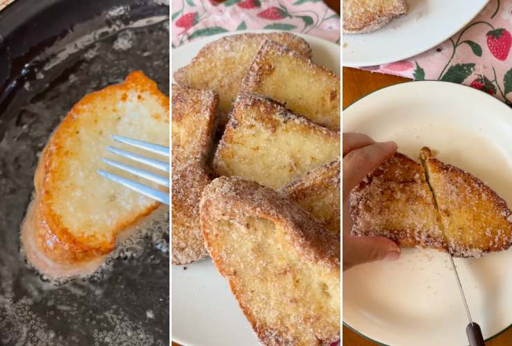 collage del procedimento del pane dolce fritto