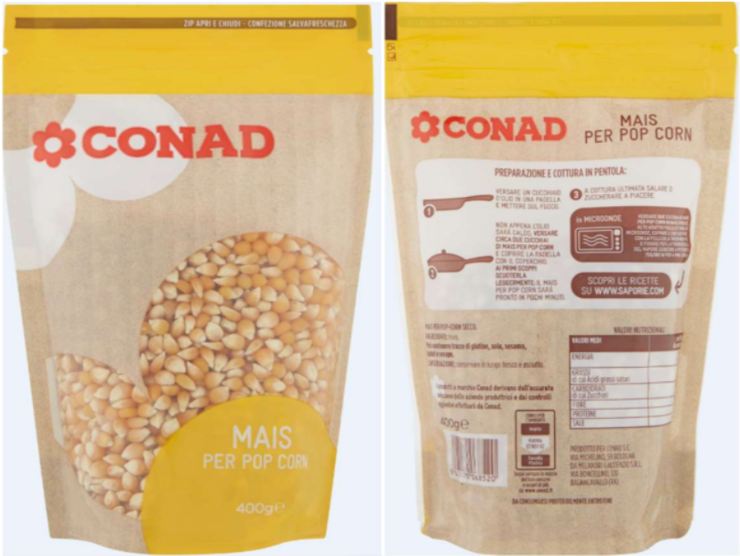 sacchetto di mais per pop corn conad