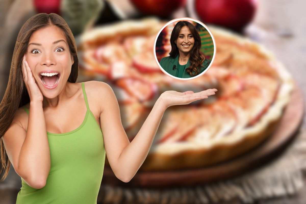 torta di mele, donna sorpresa e immagine benedetta parodi in icona