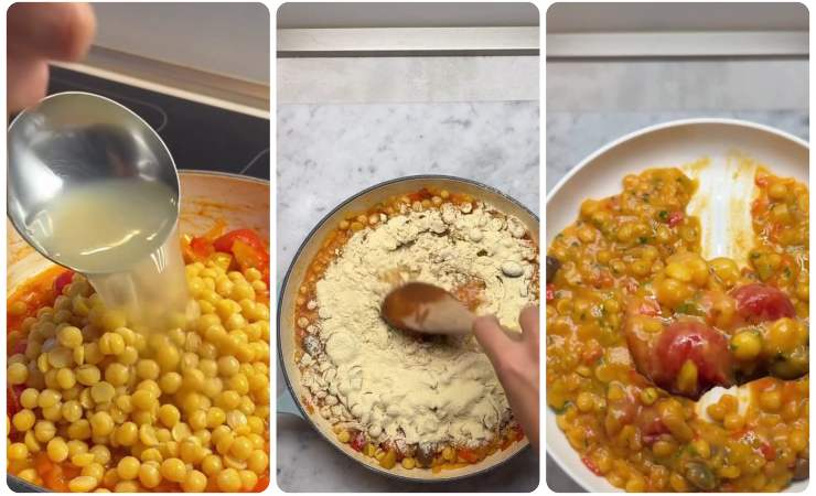 preparazione piatto con ceci